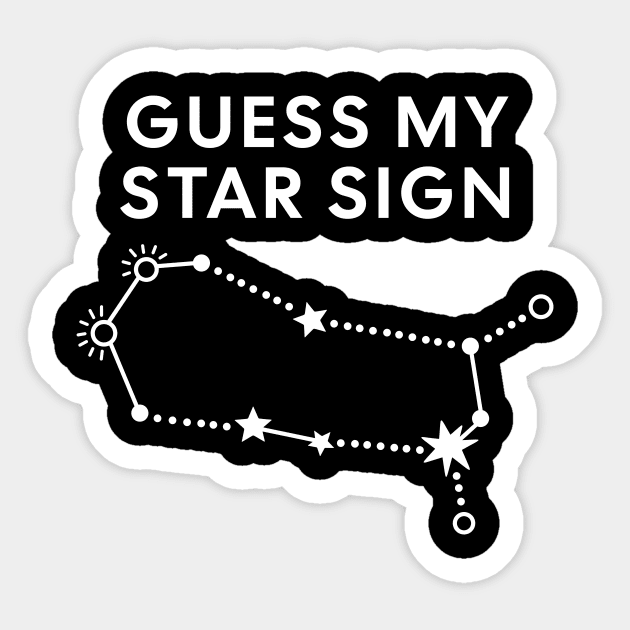 Guess My Star Sign – Gemini Zodiac, Astrology Constellation - White Print Sticker by Designed By Marty